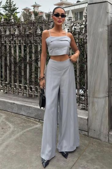 Crop Plazzo Pantolon Takım 10155-08 resmi